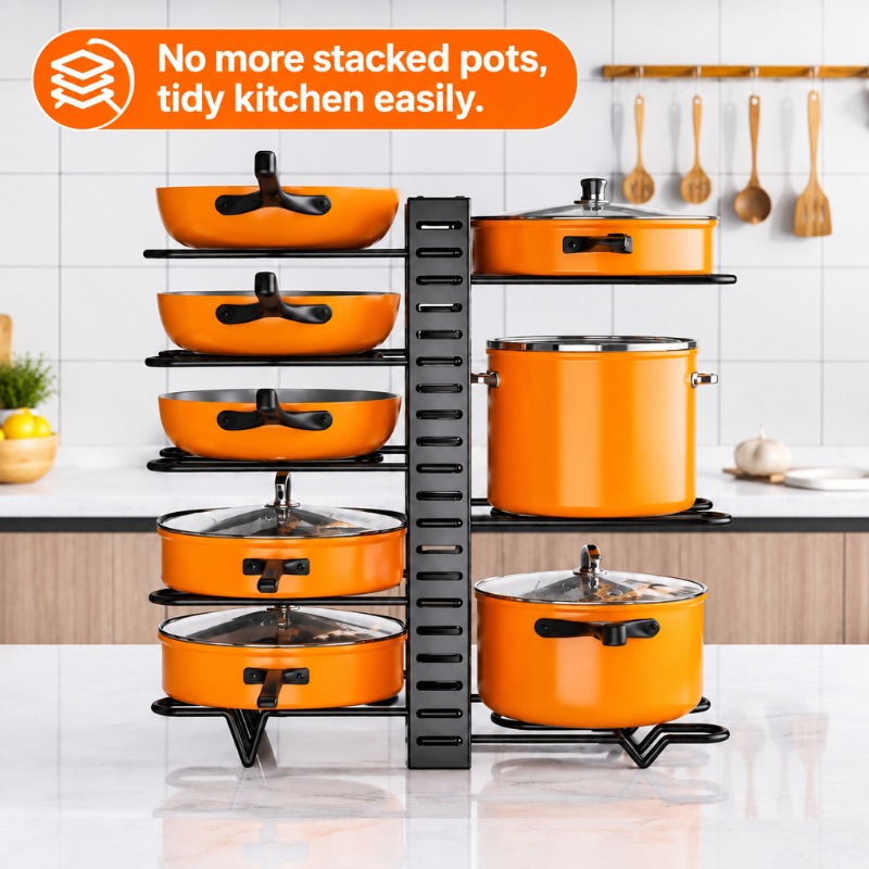 Sous Vide Rack Stainless Steel - 8 Tier Pot Rack Organizer Iron