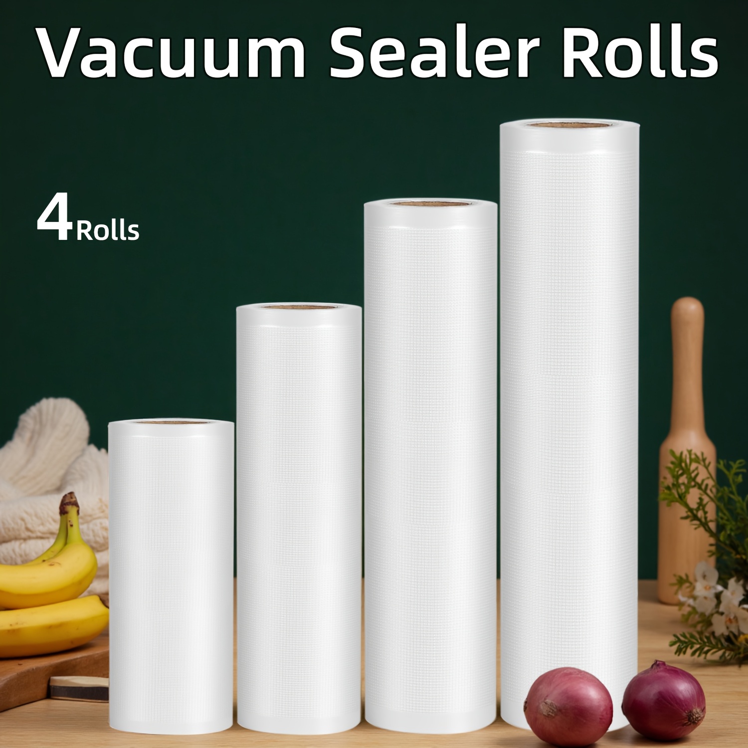 Vacuum Sealer Machine For Sous Vide - 4-Pack Vacuum Sealer Rolls: Heavy-Duty, BPA-Free