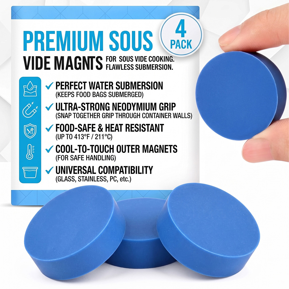 Sous Vide Weights Food Grade - 4 Pack Blue Sous Vide Magnets