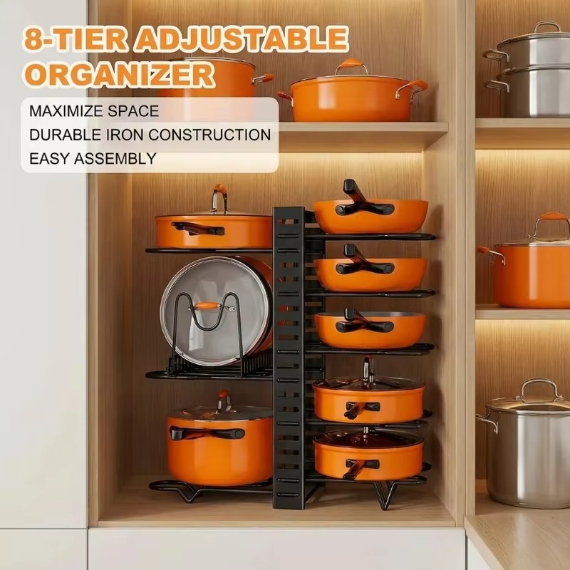 8 Tier Pot Rack Organizer Iron - Sous Vide Rack Stainless Steel recension och pris