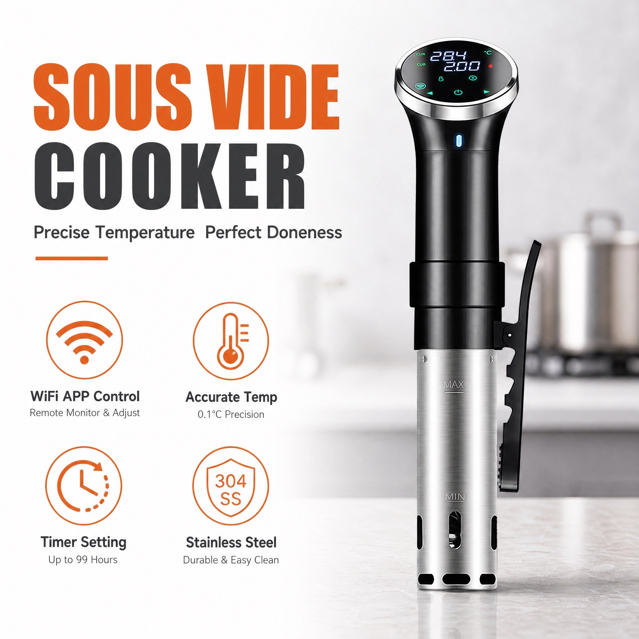 Sous Vide Cooker WiFi Digital  - Sous Vide Precision Cooker 1100W recension och pris