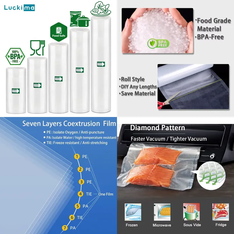 5 Rolls Vacuum Sealer Bags Set - Vacuum Sealer Bags Rolls Bpa Free recension och pris