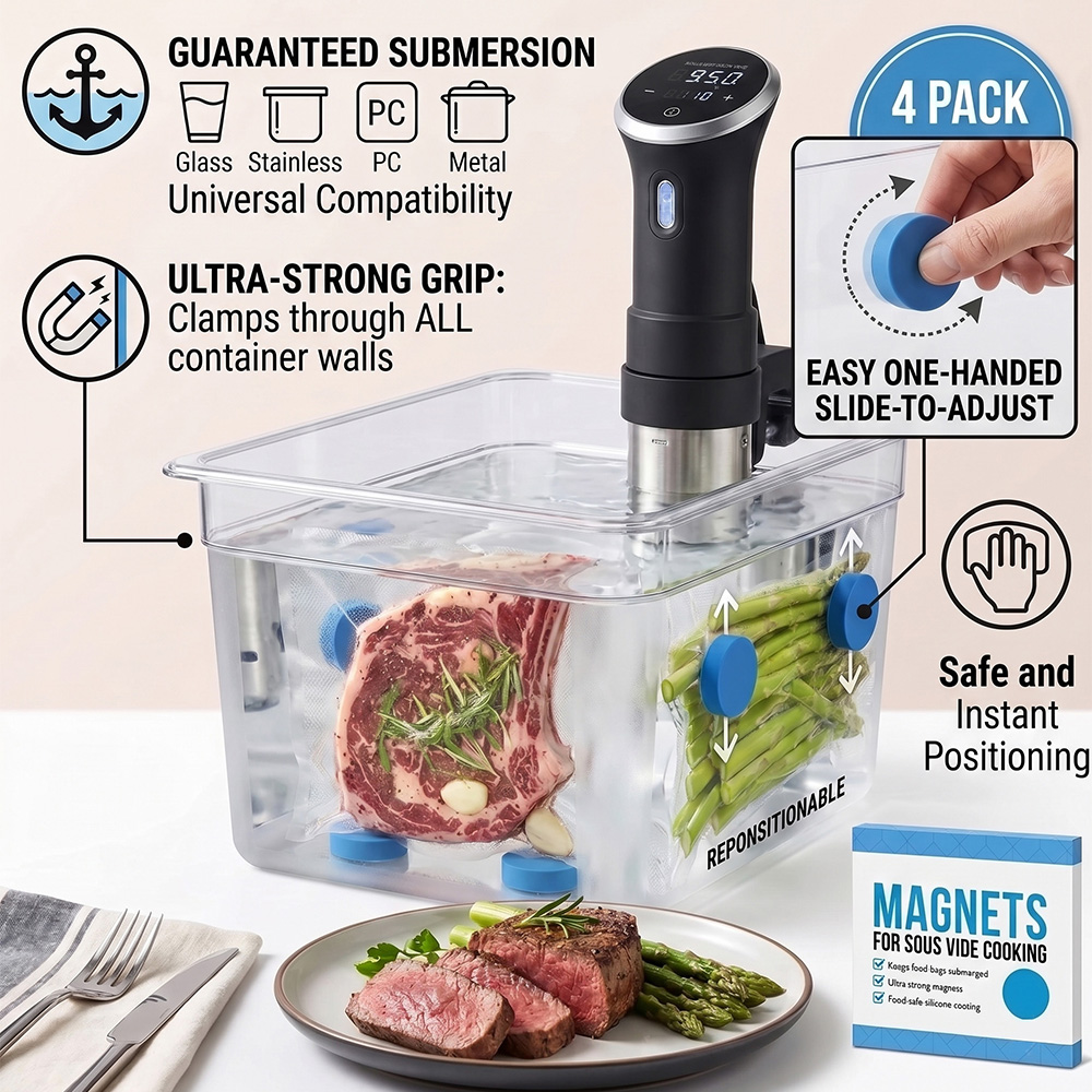 4 Pack Blue Sous Vide Magnets  - Sous Vide Weights Food Grade recension och pris