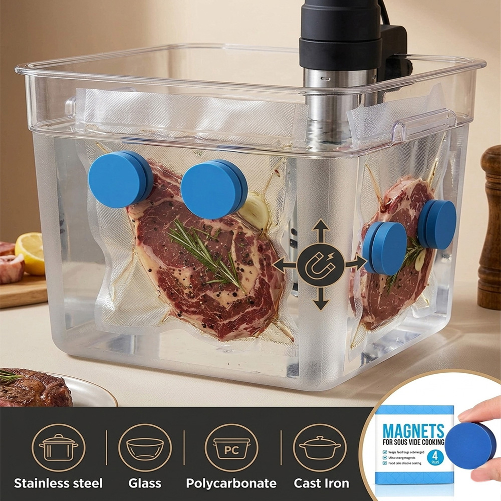 4 Pack Blue Sous Vide Magnets  - Sous Vide Weights Food Grade recension och pris